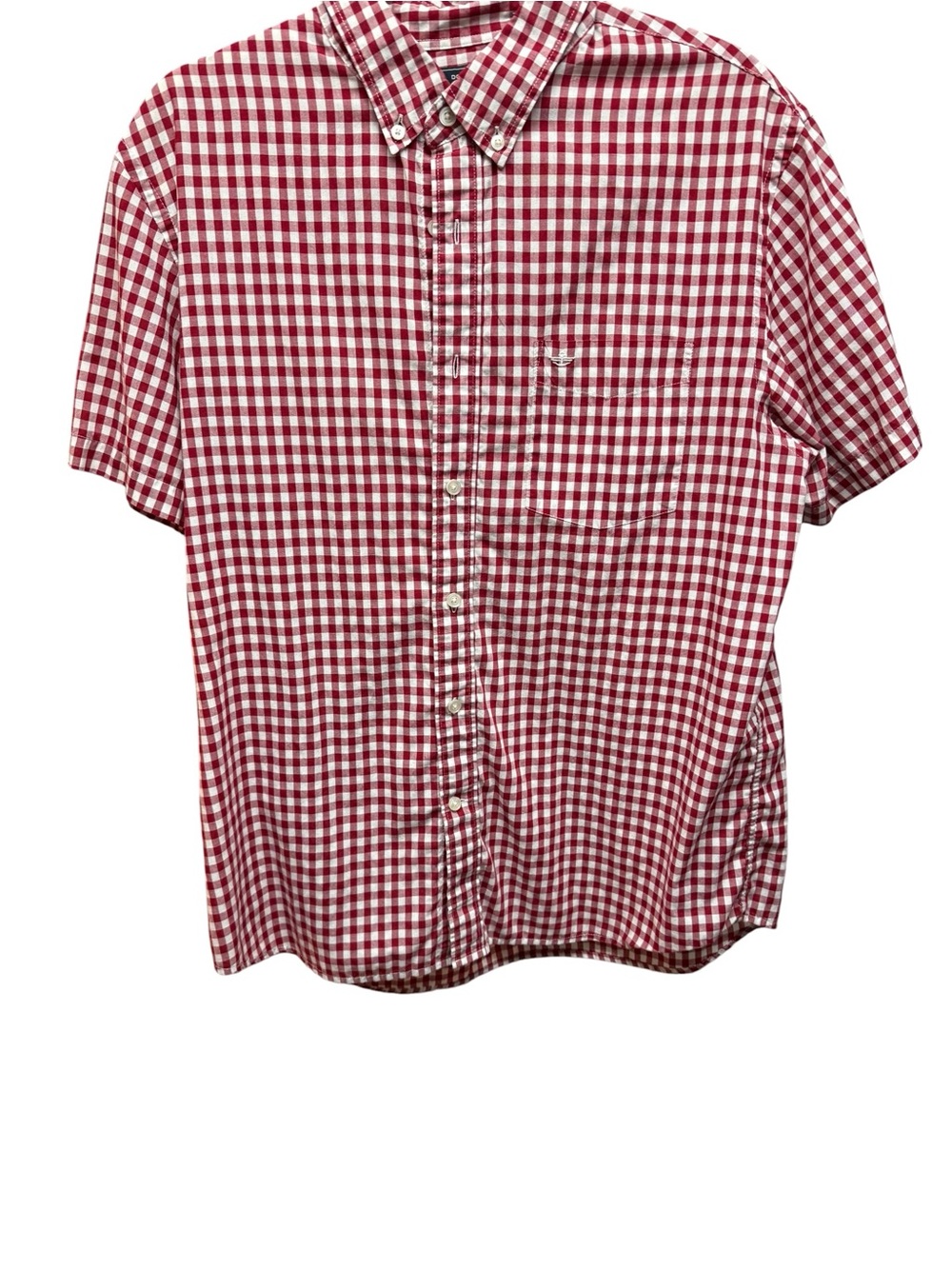 Vintage Dockers Red & White Gingham Check Short Sleeve Button Down Shirt Y2K